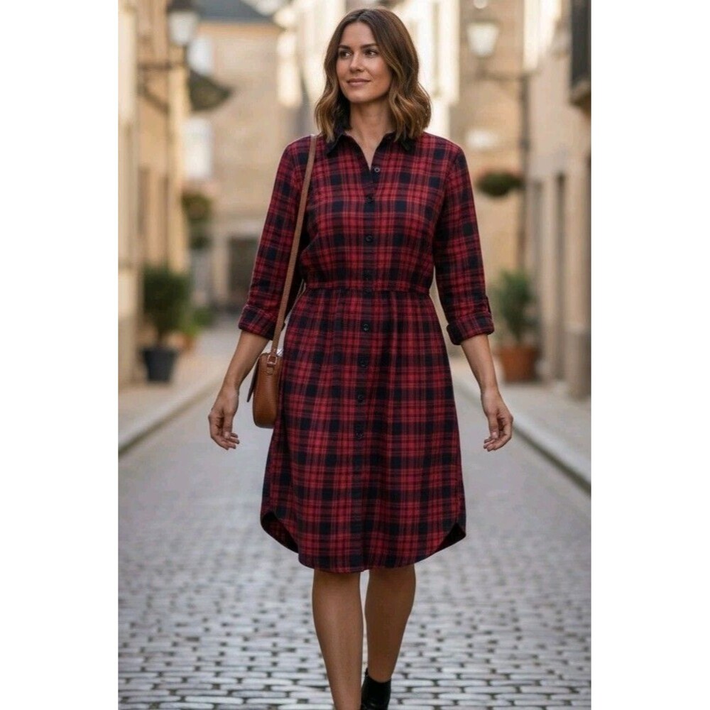 Y2K Vintage Eddie Bauer Dress Size XL,100% Cotton,Flannel